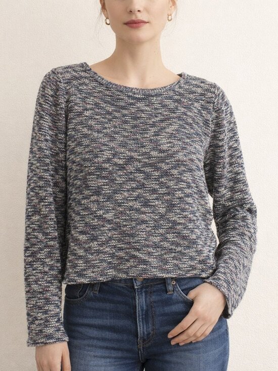 Madewell Sweaters - Madewell Multicolor Marled Knit Pullover Sweater Size Medium Cotton, Pink/Gray
